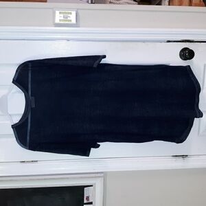 Pacsun Scalloped Longer Fit Crew Neck See Thru Soft Lightweight Knit Tee-Navy